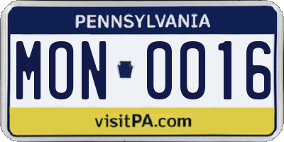 PA license plate MON0016