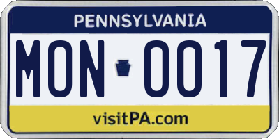 PA license plate MON0017