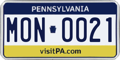 PA license plate MON0021