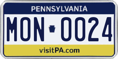PA license plate MON0024