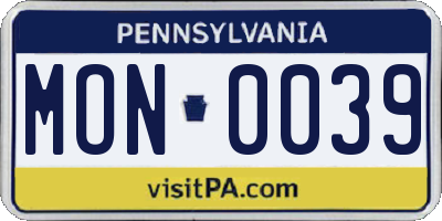PA license plate MON0039