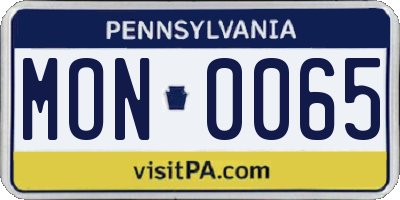 PA license plate MON0065