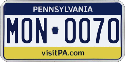 PA license plate MON0070