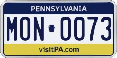 PA license plate MON0073