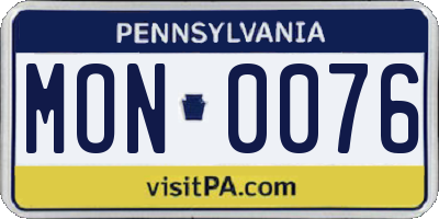 PA license plate MON0076