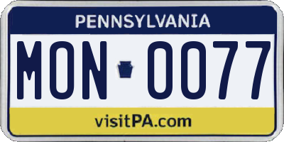 PA license plate MON0077