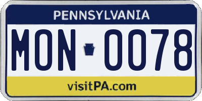 PA license plate MON0078