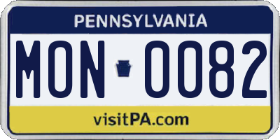 PA license plate MON0082