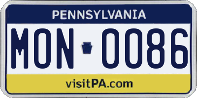 PA license plate MON0086