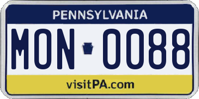 PA license plate MON0088