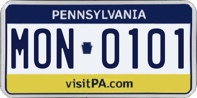 PA license plate MON0101