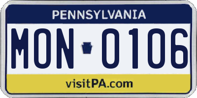 PA license plate MON0106