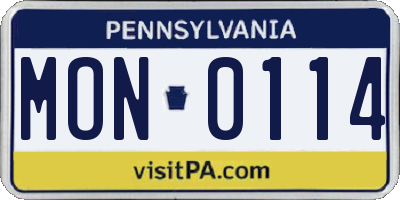 PA license plate MON0114