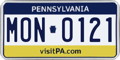 PA license plate MON0121