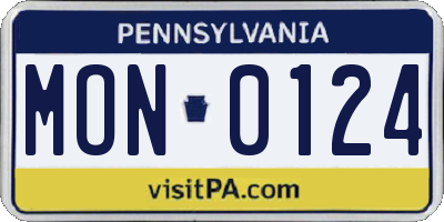 PA license plate MON0124