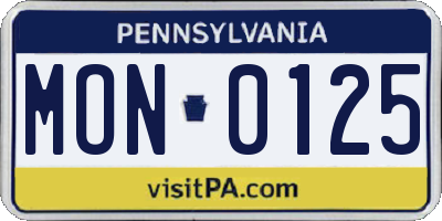 PA license plate MON0125