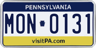 PA license plate MON0131