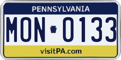 PA license plate MON0133