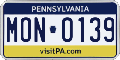 PA license plate MON0139
