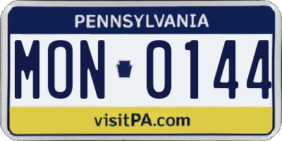 PA license plate MON0144