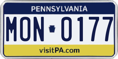 PA license plate MON0177