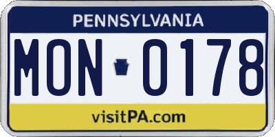 PA license plate MON0178