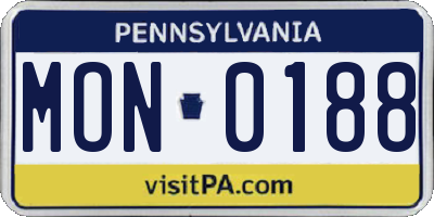 PA license plate MON0188