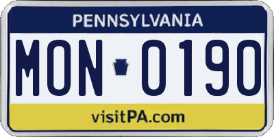 PA license plate MON0190