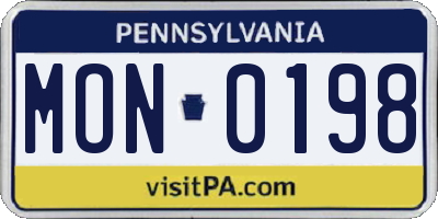 PA license plate MON0198