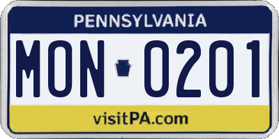 PA license plate MON0201