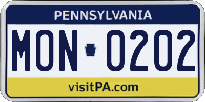 PA license plate MON0202