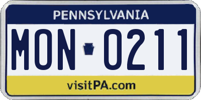 PA license plate MON0211