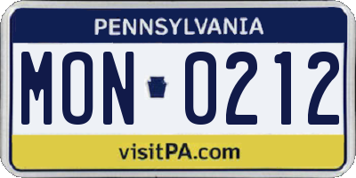 PA license plate MON0212