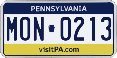 PA license plate MON0213