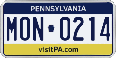 PA license plate MON0214