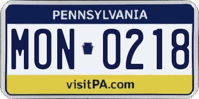 PA license plate MON0218