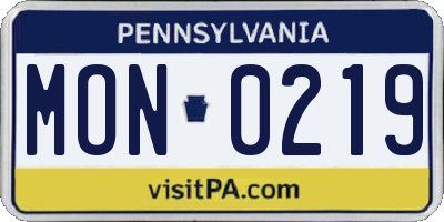 PA license plate MON0219