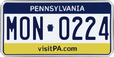 PA license plate MON0224