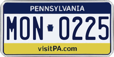 PA license plate MON0225
