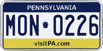 PA license plate MON0226