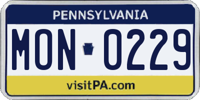 PA license plate MON0229