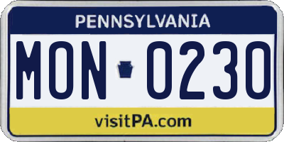 PA license plate MON0230