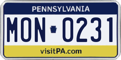 PA license plate MON0231