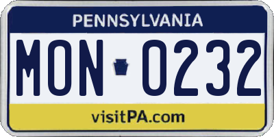PA license plate MON0232