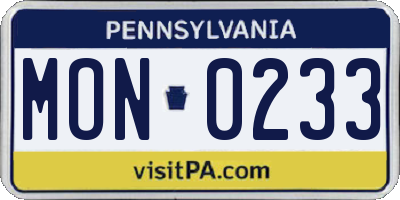 PA license plate MON0233