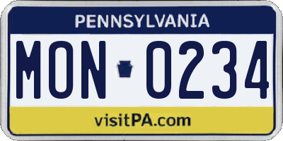 PA license plate MON0234