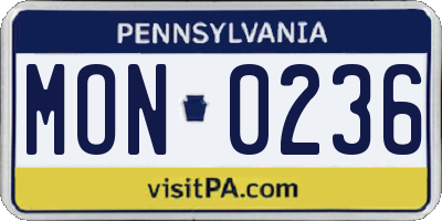 PA license plate MON0236