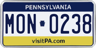 PA license plate MON0238