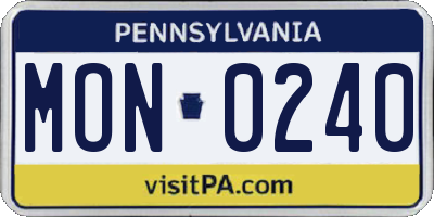 PA license plate MON0240