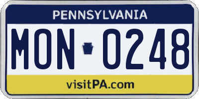 PA license plate MON0248